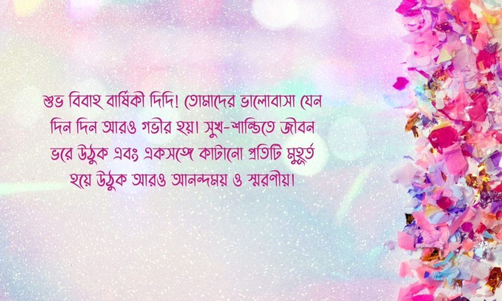 দিদির বিবাহ বার্ষিকী শুভেচ্ছা: হৃদয়স্পর্শী বার্তা ও শুভকামনা, ফেসবুকে স্ট্যাটাস